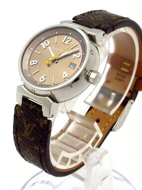 LOUIS VUITTON Tambour Q1212 D***** Dark Brown Brown Women's Wrist Watch